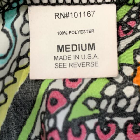 Cha Cha Vente Blouse Top Multi Color Paisley Tie Front Waist Top Size Medium - Picture 5 of 9